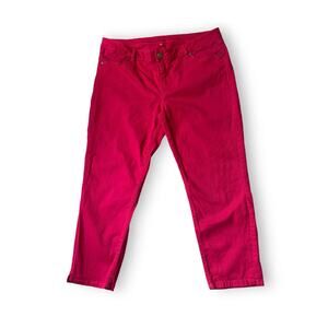 Elle Womens Jeans Dark Pink Denim Skinny Zip Button Closure - Size 16